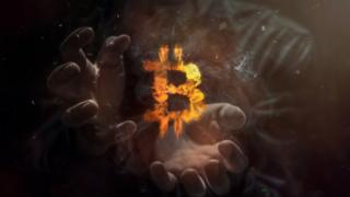 Não com a letra B de biticoin em chamas