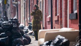 Household rubbish begins to pile high on the streets of Alum Rock in Birmingham in August 2017