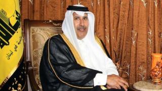 حمد بن جاسم آل ثان في لقاء مع الأمين العام لحزب الله اللبناني حسن نصر الله سنة 2010