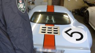 A luxury car seized by investigators