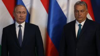 رئيس هنغاريا فيكتور أوربان والرئيس الروسي فلاديمير بوتين