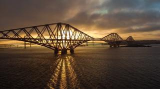 Sunset over the Forth Rail Bridge on Wednesday night.