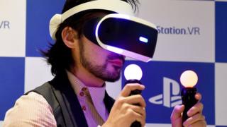 Man wearing PlayStation VR headset