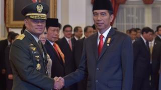 Jenderal Gatot Nurmantyo usai dilantik Presiden Joko Widodo sebagai Panglima TNI, 8 Juli 2015.