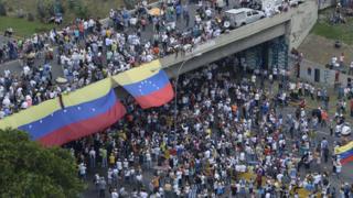 Plantón de la oposición en Venezuela