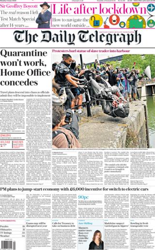 The Daily Telegraph front page 8 June