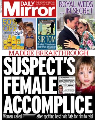 The Daily Mirror front page 18 July