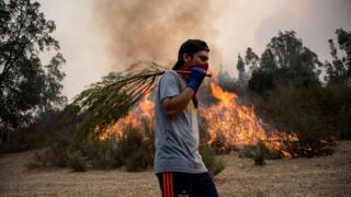 Chileno en incendio