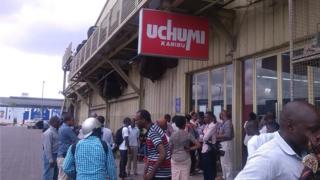 Protesting staff and suppliers of one of East Africa's leading retailers, Uchumi supermarket in Dar es Salaam, Tanzania