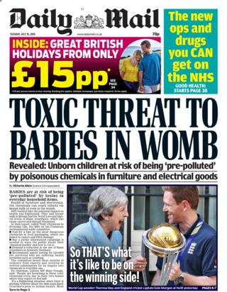 Tuesday's Daily Mail front page