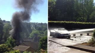 Car fire, Nailsworth, Gloucestershire