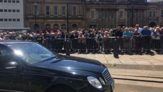 Crowds at funeral