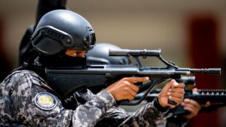 Un miembro de las fuerzas de seguridad