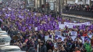 Protesters march in Paris. Photo: 23 November 2019