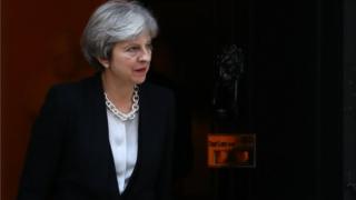 Theresa May outside No 10
