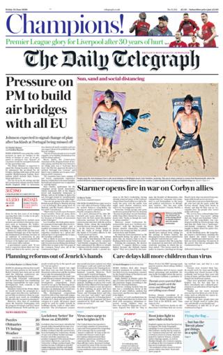 Die Titelseite des Daily Telegraph 26.05.20