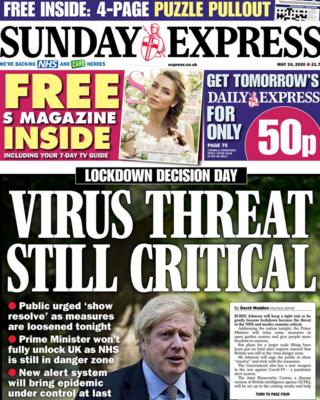 The Sunday Express front page 10 May