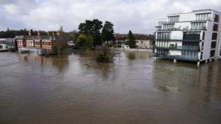 Houses-are-partially-covered-by-the-flooding-of-the-River-Wye.