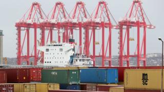 Shipping containers at docks