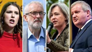 Jo Swinson, Jeremy Corbyn, Liz Saville Roberts and Ian Blackford