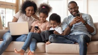 Family all using different devices