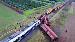 Site of train accident near Meerbusch, western Germany, 6 December