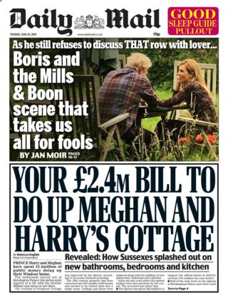Daily Mail front page 25/06/19