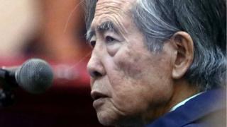 The former President of Peru, Alberto Fujimori, attends a trial as a witness at the Naval Base in Callao, Peru, on March 15, 2018.