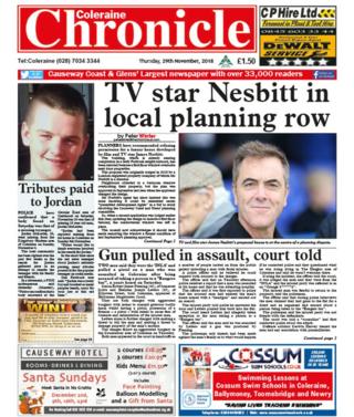 Front page of the Coleraine Chronicle