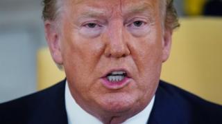 US President Donald Trump speaks during a bilateral meeting with Canada"s Prime Minister Justin Trudeau