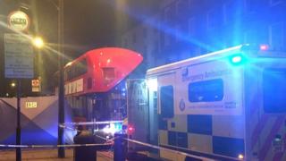 Bus and ambulance