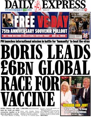 Daily Express front page, 4/5/20