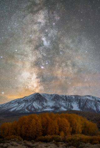 The snow-clad mountain in the Eastern Sierras, California