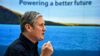Labour Party leader Keir Starmer delivers a speech on Green Energy at the headquarters of Nova Innovation, a tidal energy company, in Edinburgh on 19 June 2023