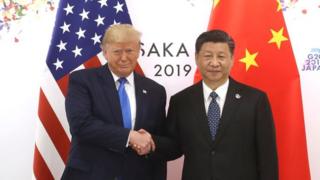 Tổng thống Mỹ Donald Trump và Chủ tịch Trung Quốc Tập Cận Bình bên lề Thượng đỉnh G20 tại Nhật Bản 29/6/2019