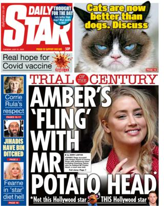 Daily Star front page 21 July 2020