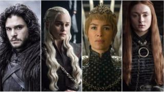 Jon Snow, Daenerys Targaryen, Cersei Lannister e Sansa Stark