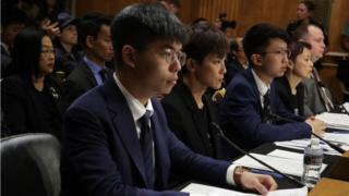 Joshua Wong và các nhà hoạt động Hong Kong trong phiên điều trần trước Quốc hội Mỹ hôm 17/9/2019