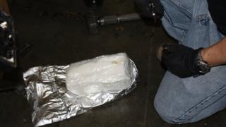 A packet of crystal meth uncovered by US authorities in California