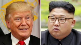 Комбинированная фотография Дональда Трампа и Ким Чен Ына