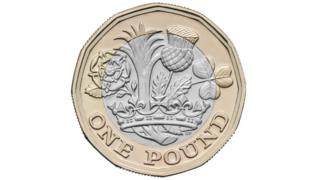 The design for the reverse of the new 12-sided £1 coin, which has gone into production a year before it starts to reach people's pockets.
