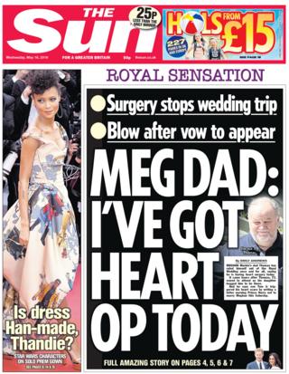 The Sun Wednesday front page
