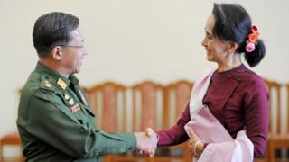ဒေါ်အောင်ဆန်းစုကြည် နဲ့ ဗိုလ်ချုပ်မှူးကြီး မင်းအောင်လှိုင်