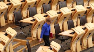 Nicola Sturgeon in empty chamber