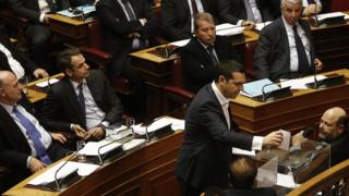 PM Tsipras voting, 21 Feb 18