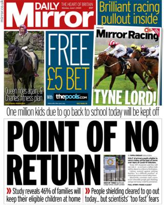 The Daily Mirror front page 1 June