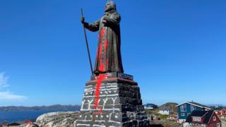 Hans Egede statue vandalised in Nuuk, 21 Jun 20