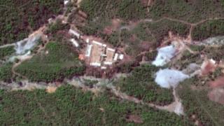 A satellite image of the Punggye-ri site before the detonations