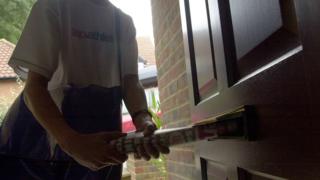 Boy delivers paper
