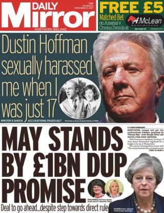 Daily Mirror front page 02/11/17